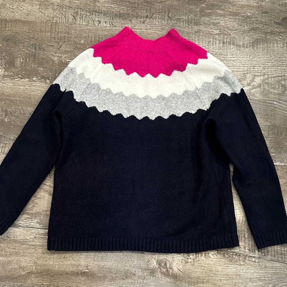 Talbots Large Petite Colorful Women's Sweater with Pink, White, and Gray Accents